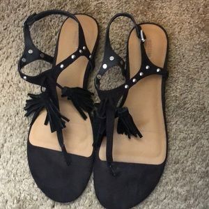 Mossimo brand black fringe sandals